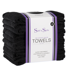 Cargar imagen en el visor de la galería, Soft ’n Style Microfiber Towels, 16&quot; x 29&quot; - Black