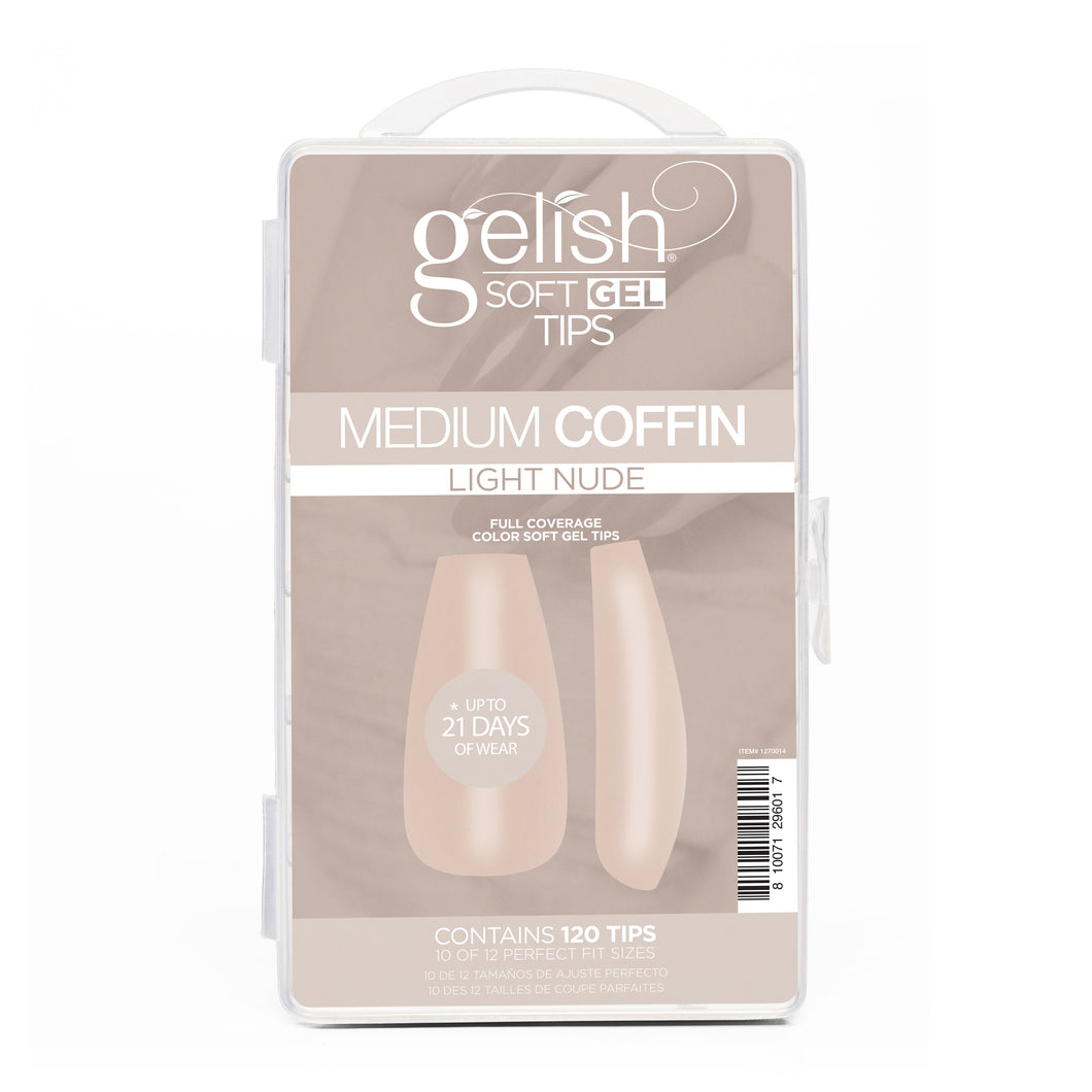 Gelish Soft Gel Tips 120CT - Medium Coffin Light Nude