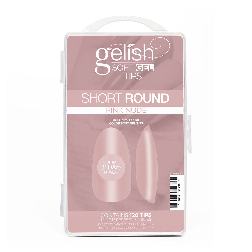 Gelish Soft Gel Tips 120CT - Short Round Pink Nude