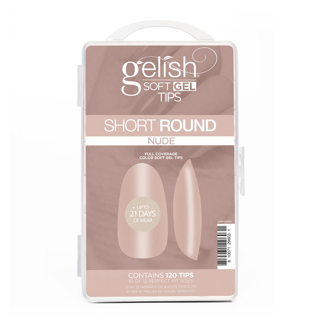 Gelish Soft Gel Tips 120CT - Short Round Nude