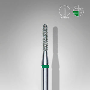 Staleks Diamond nail drill bit, rounded “cylinder”, green, head diameter 1.4 mm/ working part 8 mm