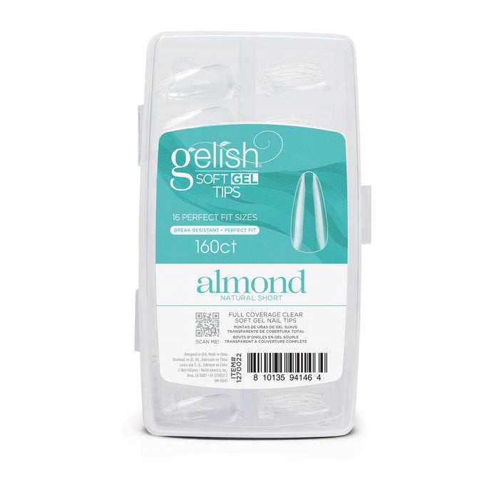 Gelish Soft Gel Tips - Almond Natural Short - 160ct
