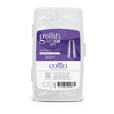 Gelish Soft Gel Tips - Coffin Natural Medium - 160ct