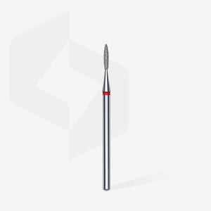 Staleks Diamond Nail Drill Bit, "Flame", Red, Head Diameter 1.6 Mm, Working Part 8 Mm