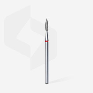 Staleks Diamond nail drill bit pointed flame red EXPERT head diameter 2,1 mm / working part 8 mm