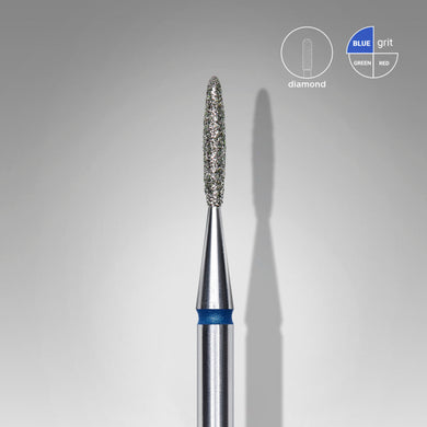 Staleks Diamond nail drill bit, “flame” , blue, head diameter 1.4 mm/ working part 8 mm