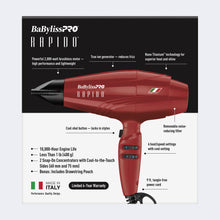 Load image into Gallery viewer, BaBylissPRO Rapido Dryer Red