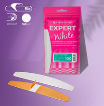 Cargar imagen en el visor de la galería, Staleks Expert White Disposable Files for Crescent Nail File 100 grit (30pcs)