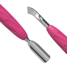 Cargar imagen en el visor de la galería, Staleks Manicure pusher Gummy with silicone handle UNIQ 10 TYPE 4.2 (rounded narrow pusher and bent blade)