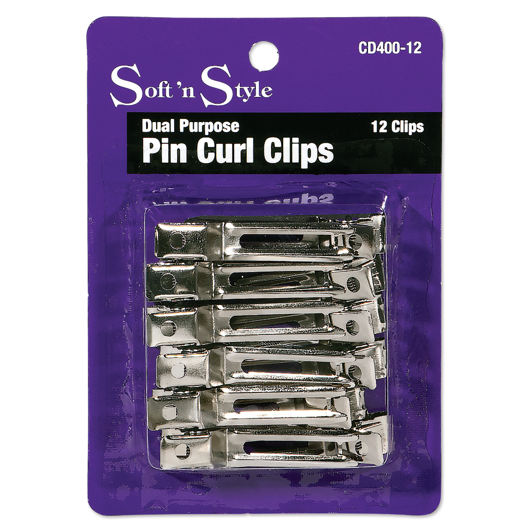 Soft ’n Style Double Prong Slide Pin Curl Clips, 12 per card