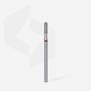 Staleks Diamond nail drill bit, rounded “cylinder”, red, head diameter 2.3 mm/ working part 8 mm