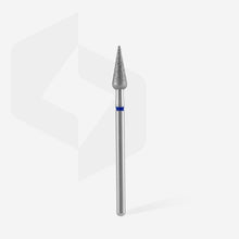 Cargar imagen en el visor de la galería, Staleks Diamond nail drill bit pointed pear blue EXPERT head diameter 4 mm / working part 12 mm