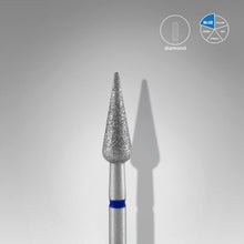 Cargar imagen en el visor de la galería, Staleks Diamond nail drill bit pointed pear blue EXPERT head diameter 4 mm / working part 12 mm