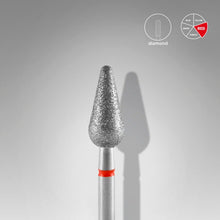 Load image into Gallery viewer, Staleks Diamond nail drill bit rounded pear red EXPERT head diameter 5 mm / working part 12 mm