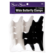 Load image into Gallery viewer, Soft ’n Style Butterfly Clamps, Wide, Black &amp; White - 3&quot;