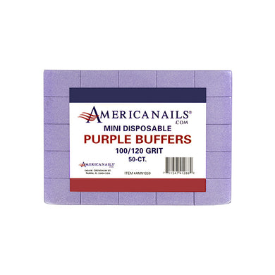 Americanails Disposable Mini Purple Buffers | 100/120 Grit 50ct