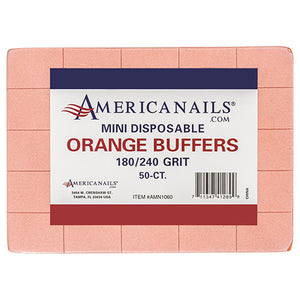 Americanails Disposable Mini Orange Buffers | 180/240 Grit 50ct