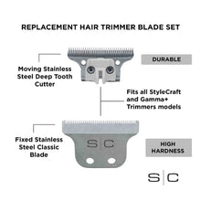 Load image into Gallery viewer, StyleCraft Trimmer Blade with Steel Fixed Classic Blade &amp; Steel Deep Moving Blade