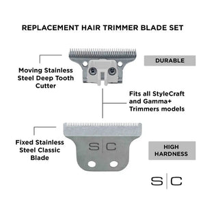 StyleCraft Trimmer Blade with Steel Fixed Classic Blade & Steel Deep Moving Blade