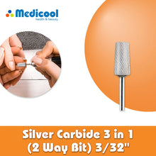 Cargar imagen en el visor de la galería, Medicool Pro Bits CC20 Silver Carbide 3 in 1 (2 Way Bit) 3/32&quot;