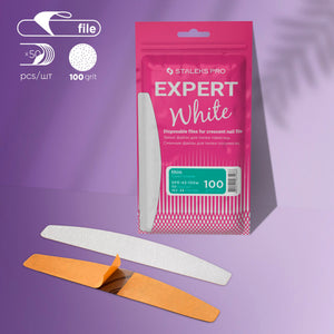 Staleks Disposable white files for crescent nail file EXPERT 42 100 grit (50 pcs)