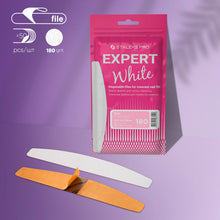 Cargar imagen en el visor de la galería, Staleks Disposable white files for crescent nail file EXPERT 42 180 grit (50 pcs)