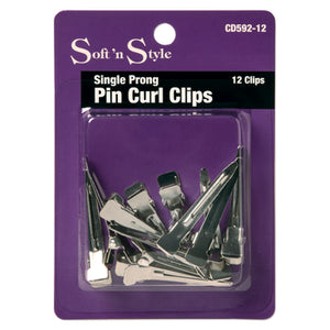 Soft 'N Style Single Prong Pin Curl Clips 12-Clips